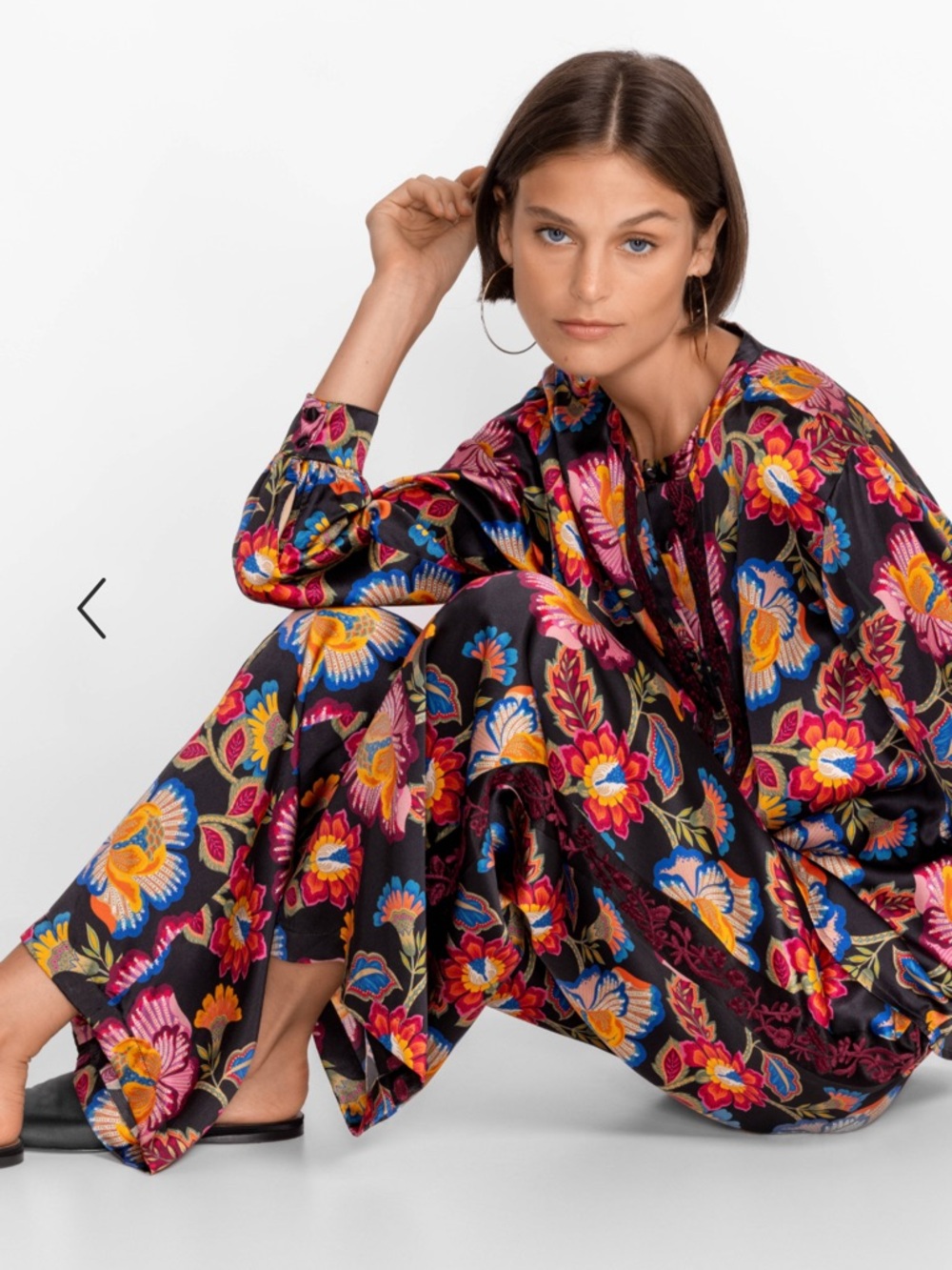 Johnny Was Sidonia Lounge Wide-Leg Silk Floral Print Pull On Pants NEW Size XXL